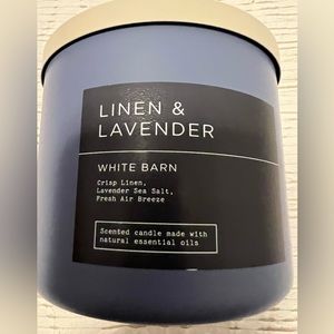 White barn linen and lavender 3 wick candle